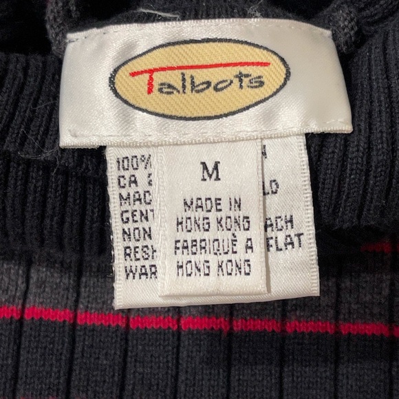 Talbots Turtleneck Striped Long Sleeve Sweater Size Medium 100% Cotton - Picture 4 of 7